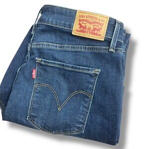 Levi's Womens Mid Rise Skinny Jeans Size 12s 31w x 28L Dark Wash Denim